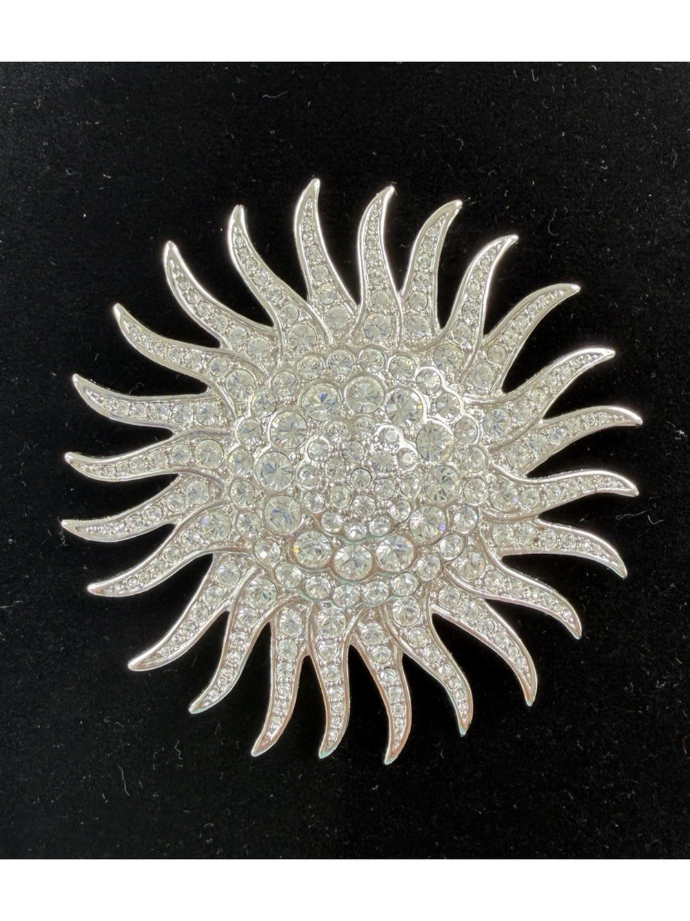Jackie Kennedy Large Silver Tone Crystal Sun Burst Brooch Camrose & Kross JBK